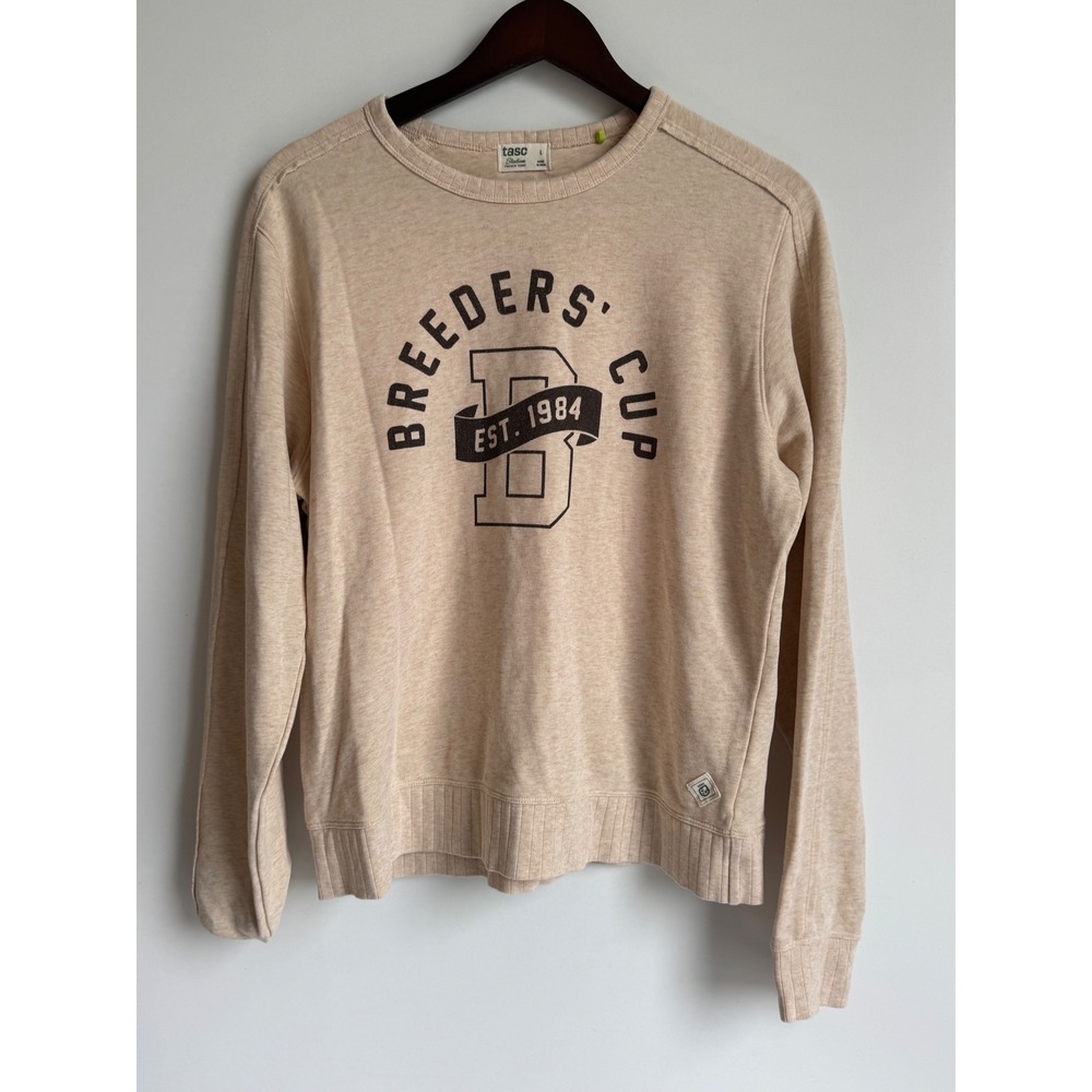 Tasc Performance Breeders Cup 1984 Sweatshirt Tan Bamboo Cotton Large gorpcore